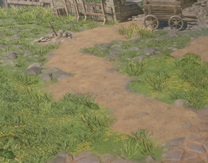 An example of the dirt road block as displayed in-game.